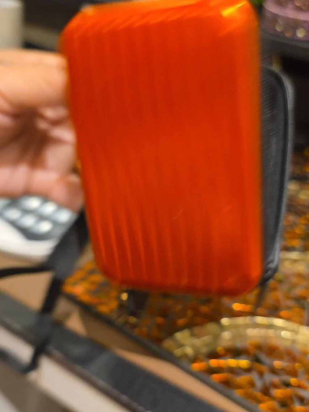 Source Unknown Orange Metallic Hard-Shell Wristlet Clutch